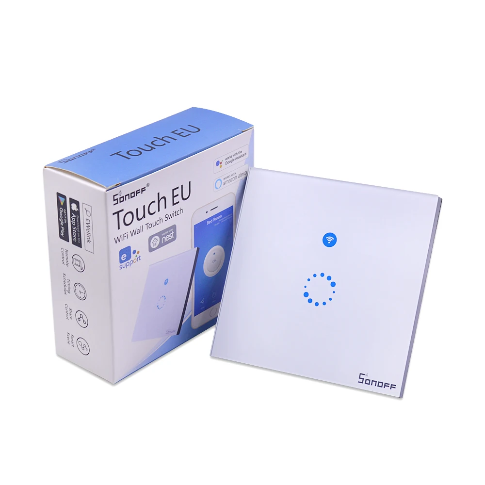 

Itead Sonoff Touch EU US Smart Home Wall Touch Switch 1 Gang 1 Way Wifi Wireless Remote Controller Work with Alexa Google Home