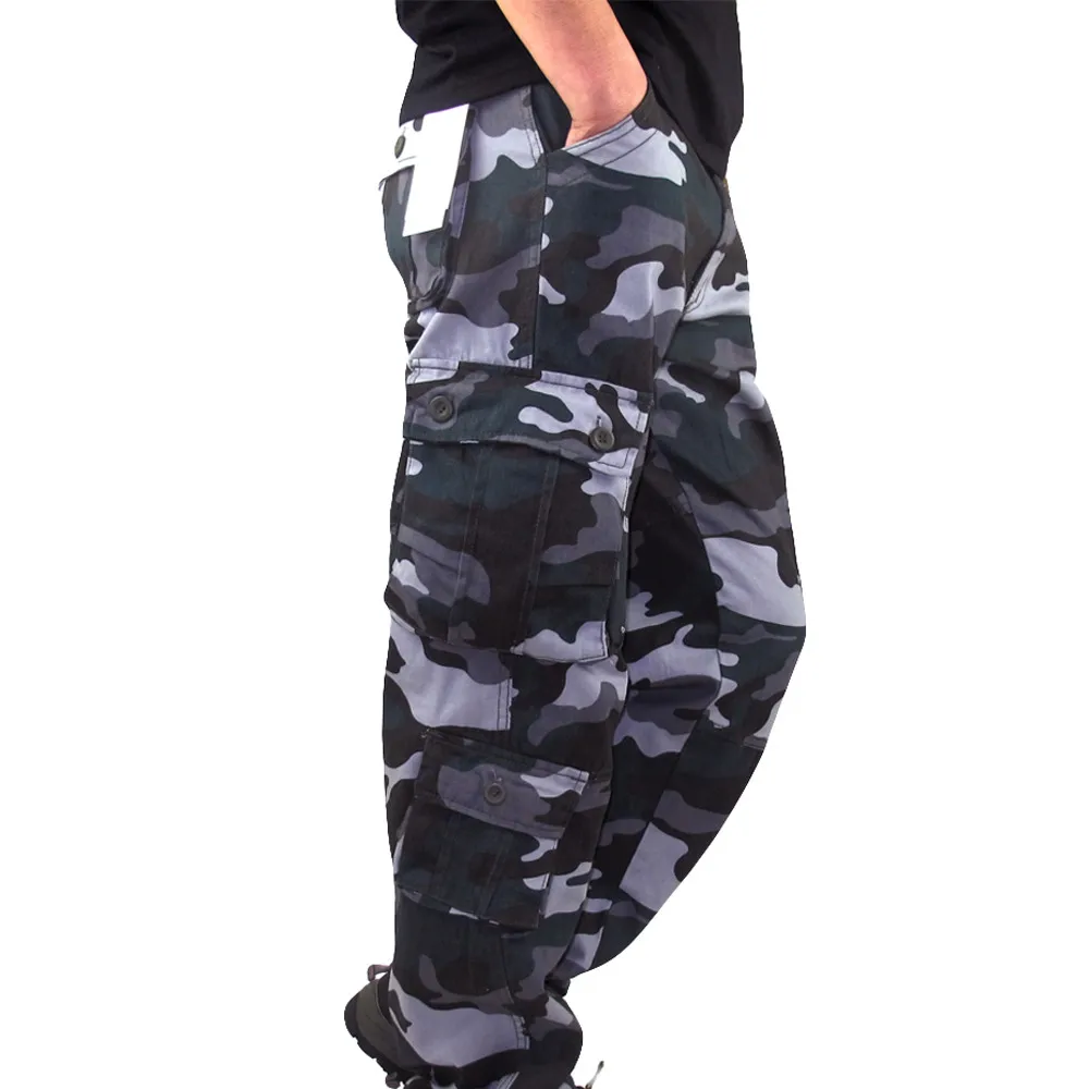 Мужские уличные трекки, походные камуфляжные штаны, тактические военные комбинезоны большого размера плюс с карманами на кнопках, Прямая поставка#0507