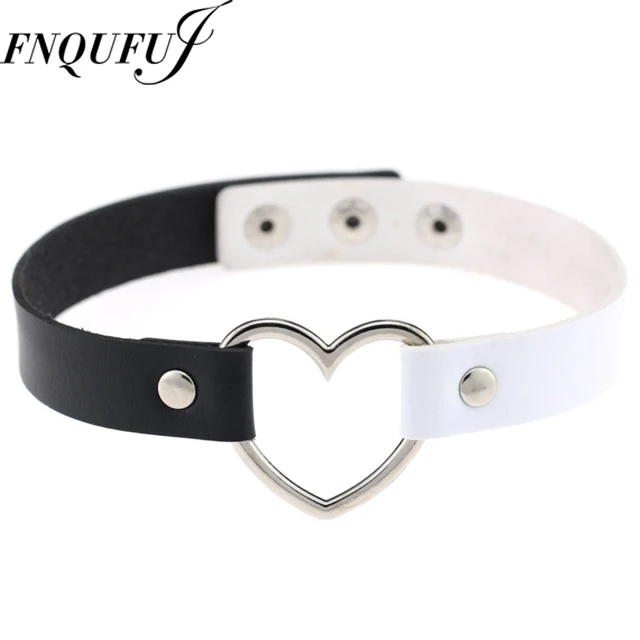 Faux Leather Choker Necklace women goth heart chocker gothic statement necklace Faux Leather Choker Necklace women goth heart chocker gothic statement necklace