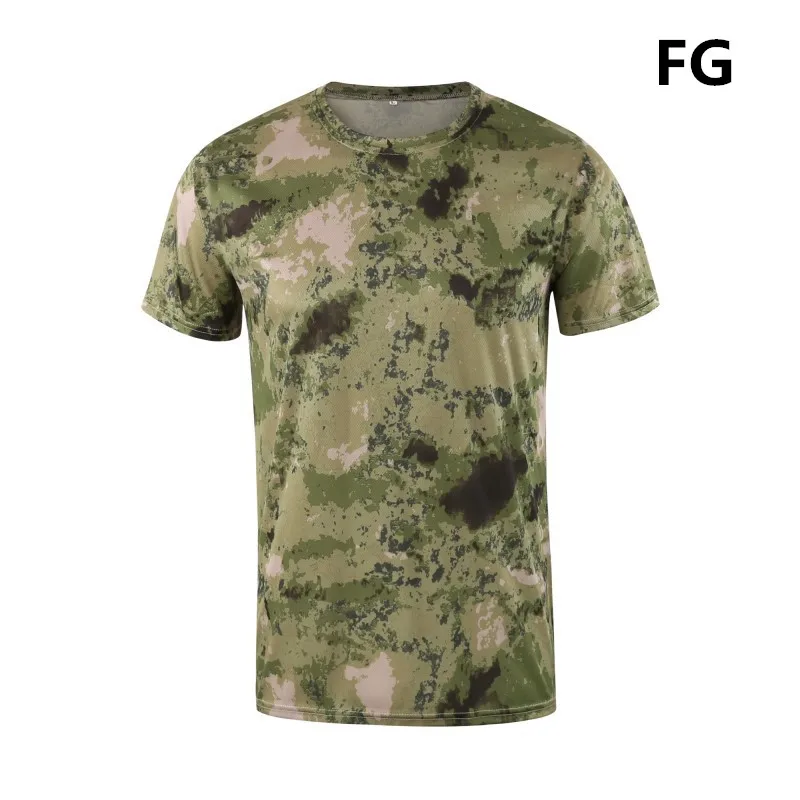 Для мужчин лето тактическая футболка Пейнтбол короткий рукав быстросохнущая футболка Военная, Армейская, камуфляжная рубашки съемки Охота Спортивные майки - Цвет: FG