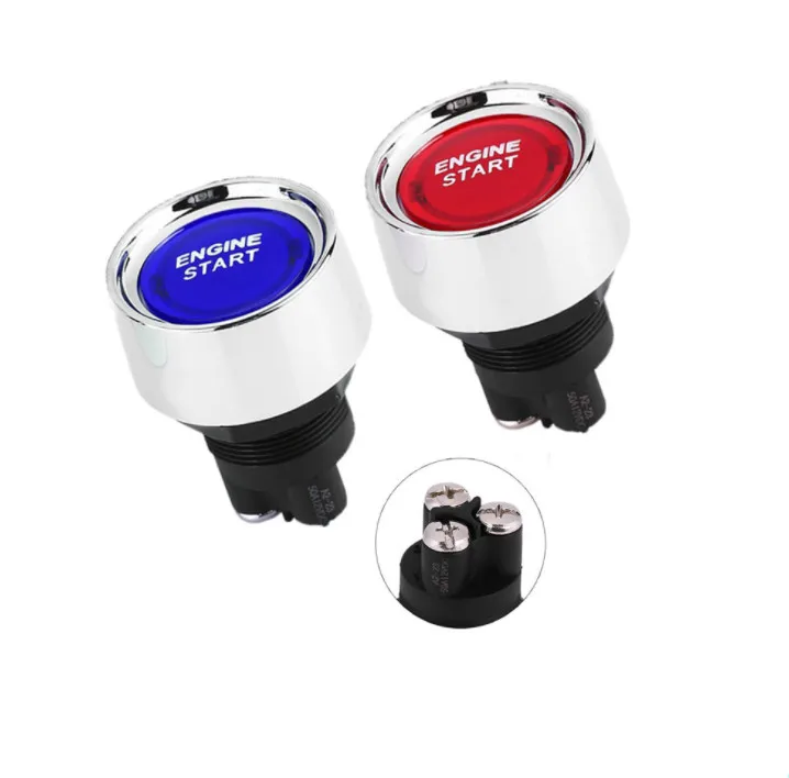 OFF-(ON) 3 Screw Terminals Blue Red LED Lamp Car Engine Starting Ignition Push Button Switch DC 12V 50A Motorcycle 22mm | Обустройство
