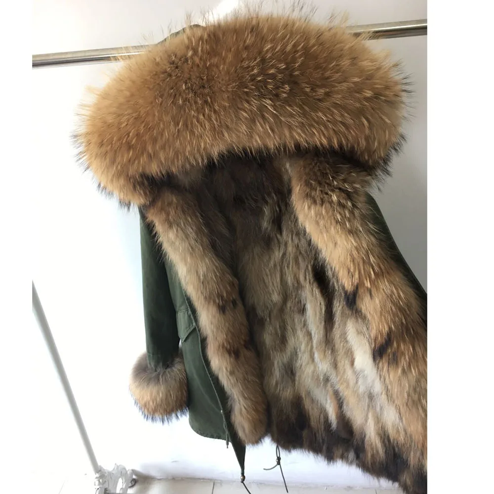 Брендовая Роскошная зимняя женская куртка с воротником из натурального меха енота с натуральным лисьим мехом внутри, пальто из натурального меха, съемная уличная одежда, новинка - Цвет: 5