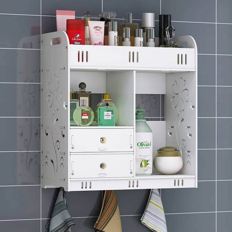 Bathroom shelf toilet bathroom wall mounted cabinet shelf free punching ...