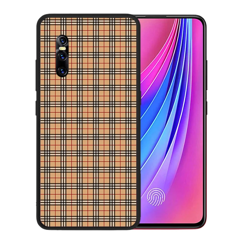Black Silicone Case for Vivo V15 Pro Square Stripe Phone Cases Cover Coque Fundas