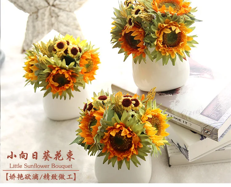 Hot Sale Artificial Flowers 5 Pieces Sunflower For Diy Home Decoration Wedding Fake Sunflowers Artificial Flowers Flowers Artificial Sunflowerartificial Flower Sunflower Aliexpress