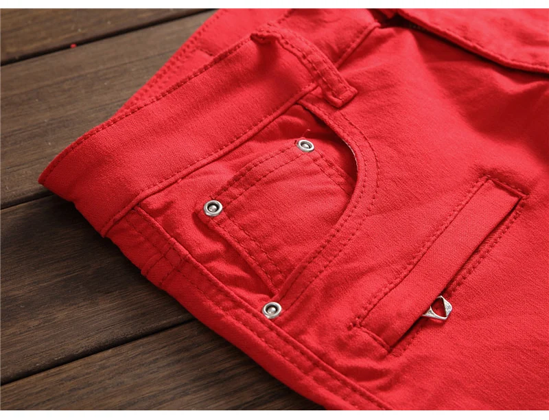 Sokotoo Для мужчин красный лоскутное Карманы Грузовые джинсы Slim fit stretch джинсовые узкие брюки