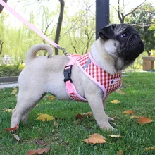

Adjustable Soft Breathable Dog Harness Plaid Pet Chest Strap With Dog Rope Vest Harness and Leash Rope for Pet Puppy Chest Strap