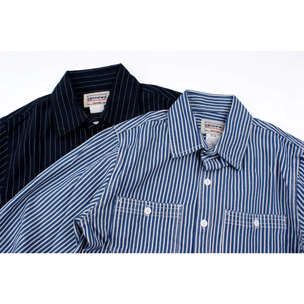 Осенне зимняя мужская рубашка в полоску Повседневная Уличная Camisas Para Hombre