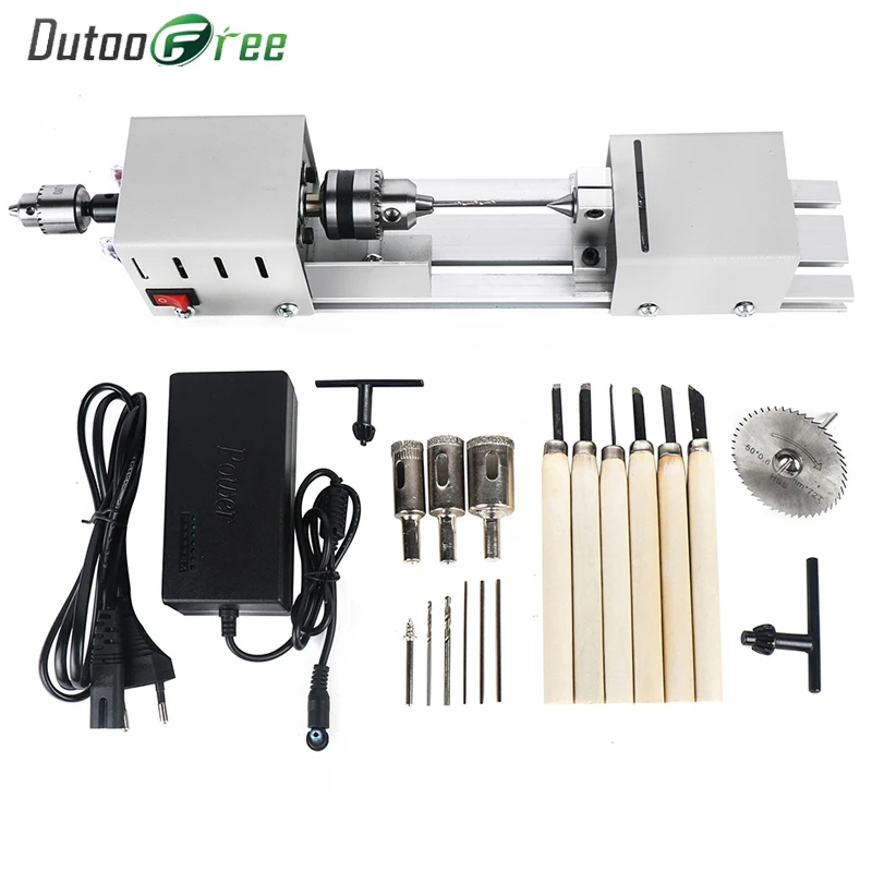

Dutoofree Mini Lathe Machine Tools Lathe Standard Set DIY Woodworking Buddha Pearl Grinding Polishing Mini Beads Machine 12-24V