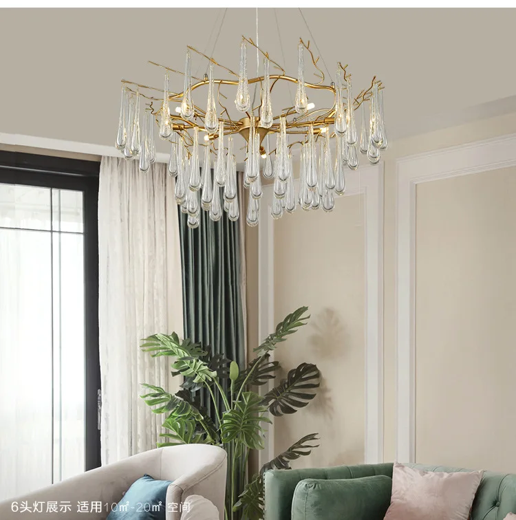 Золотой Кристалл в американском стиле ретро-люстры освещение класса люкс для гостиной спальни зала отеля ресторана столовой моды
