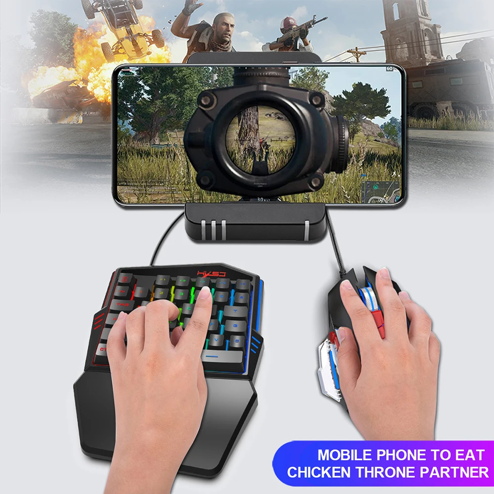 HXSJ V100 35Key USB Проводная игровая клавиатура с подсветкой для одной руки портативная