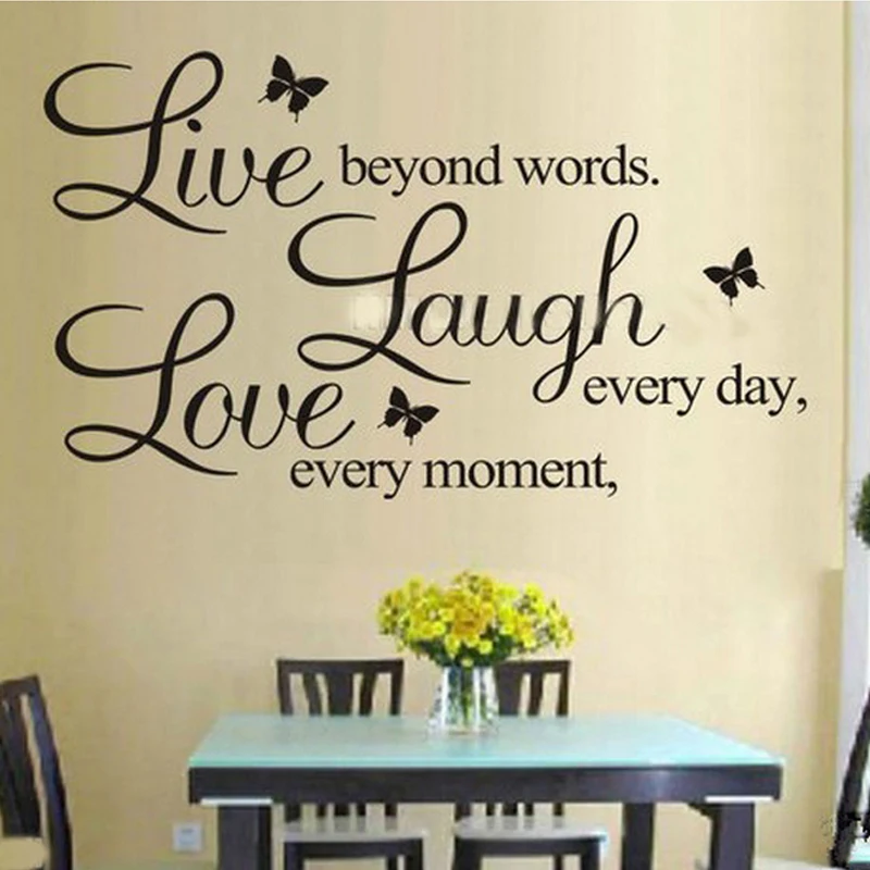 Живой Смех Любовь наклейки-цитаты на стену zooyoo1002 украшения дома adesivo де Паредес Съемные Наклейки на стены «сделай сам»