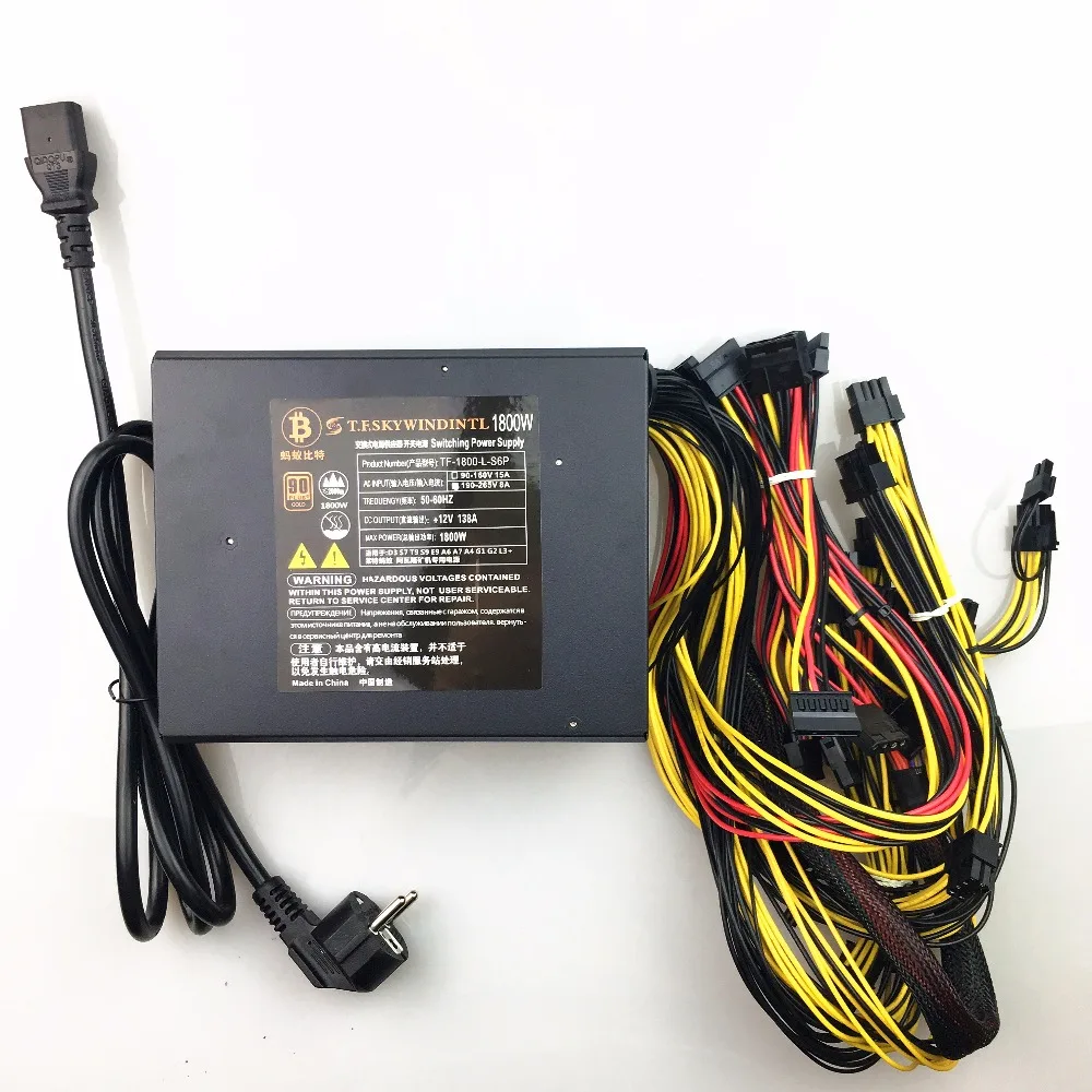 T.F.SKYWINDINTL 1800W Bitcoin PSU Ethereum Coin 1800W PSU asic bitcoin Miner 1800W ATX Power Supply Mining rx570 rx560 rx470