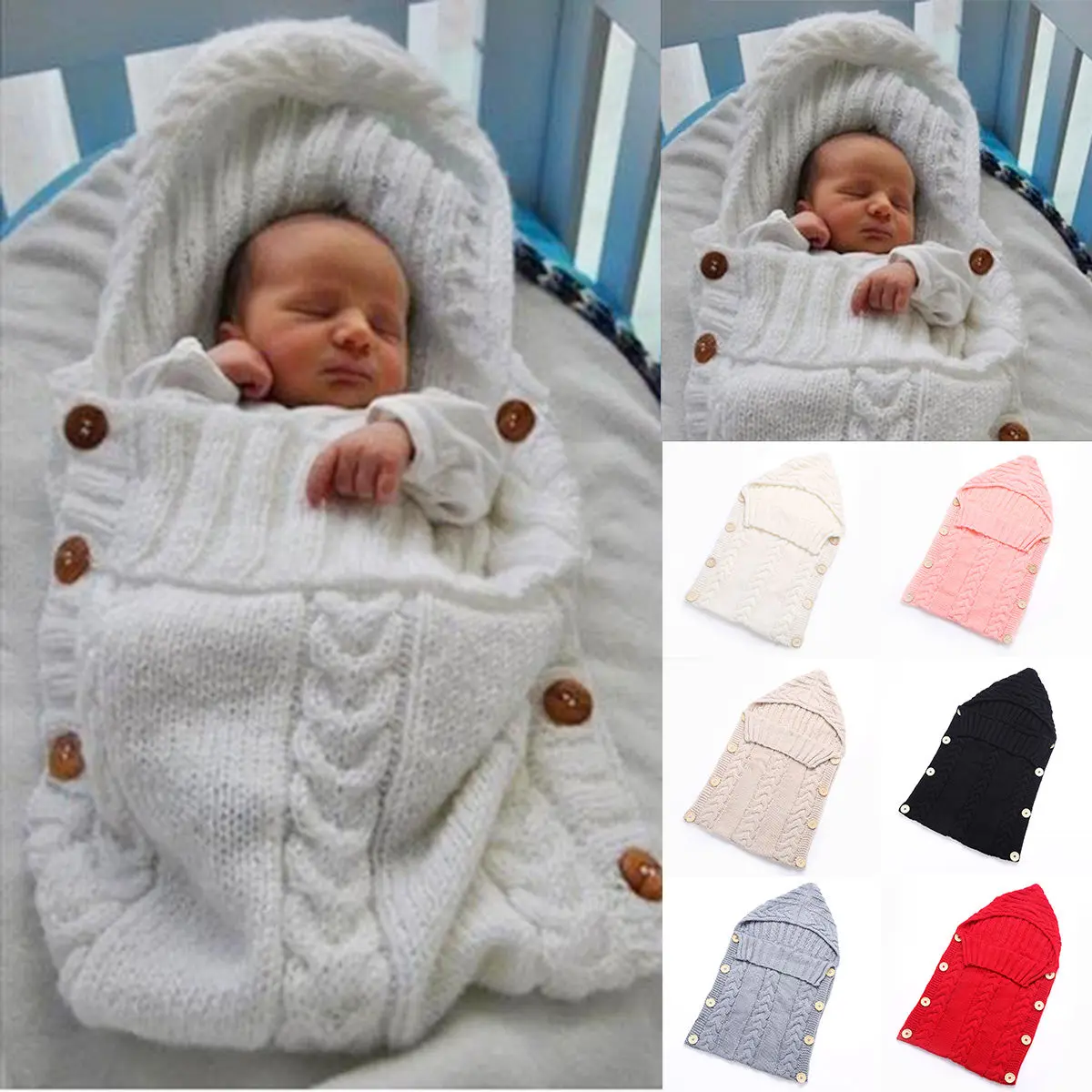 

PUDCOCO Hot Ship Infant Newborn Baby Knit Receiving Blanket Swaddle Wrap Sleeping Bag Photograpgy Warm Winter Boy Girl Suit