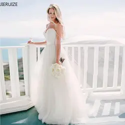 JIERUIZE белый простой дешевые пляжные свадебные платья 2019 Милая Спагетти бретели для нижнего белья летние robe de mariée