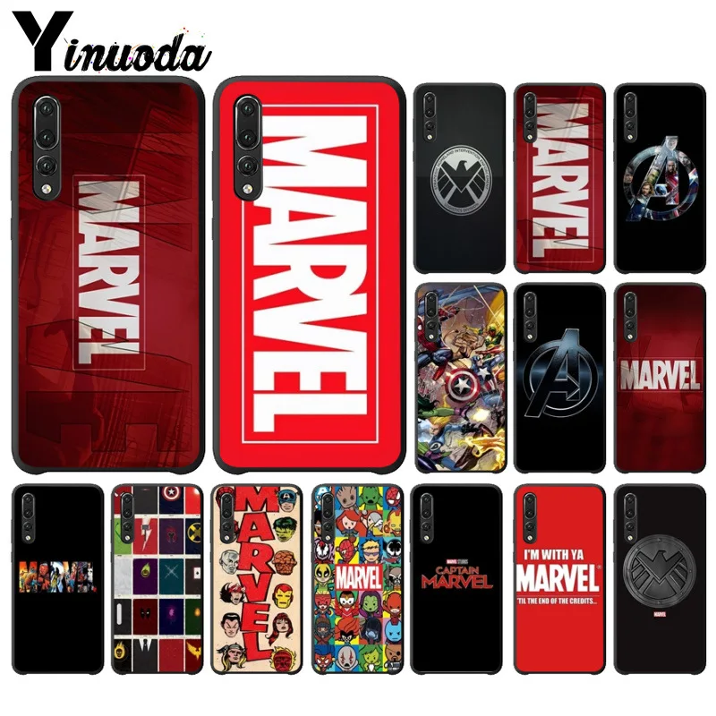 

Yinuoda Marvel Comics logo Black TPU Soft Rubber Phone Cover for Huawei P10 plus 20 pro P20 lite mate9 10 lite honor 10 view10