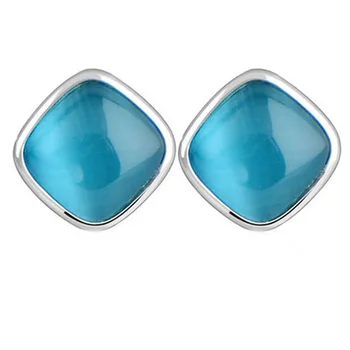

Jade Angel Sterling 925 Silver Square Created Blue Moonstone opalLapis lazuli Stud Earrings Valentine's Day Gift Birthday Gift