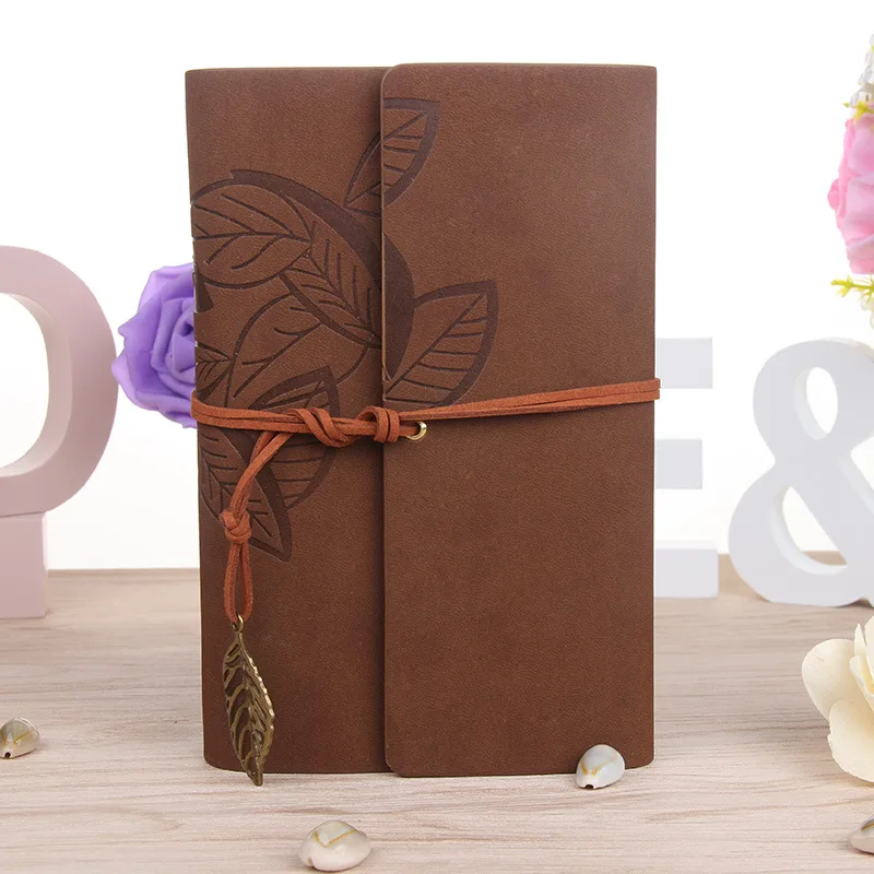 Leather Blank Spiral Notebook Diary Notepad Vintage PU Leather Note Book Creative Leather Cover Ring Binder Kraft Paper Notepad