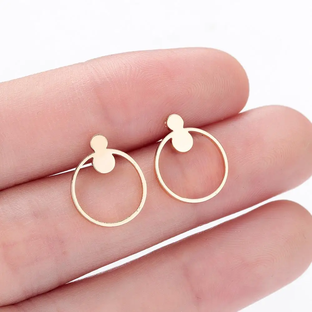 

Chandler Stainless Steel Circle Stud Earrings Small Geometric Round Brincos Minimalist Ear Jewelry Femme Oorbellen
