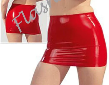 

Free shipping!! Sexy mini red latex short skirt
