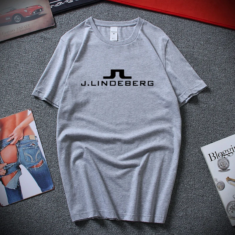 Новая Винтажная футболка с логотипом J Lindeberg Golfer,, хлопок, XS-2XL, футболка с коротким рукавом, Мужская комическая рубашка