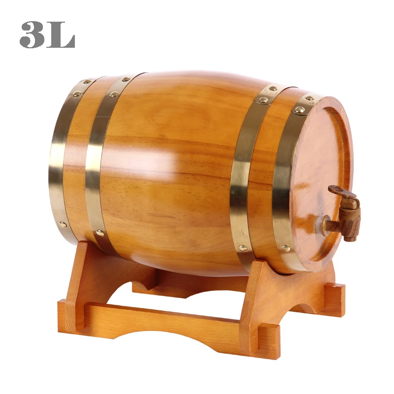 3L Wine Oak Barrels Brewing Decorative Barrel Keg Bucket Brewage Hotel