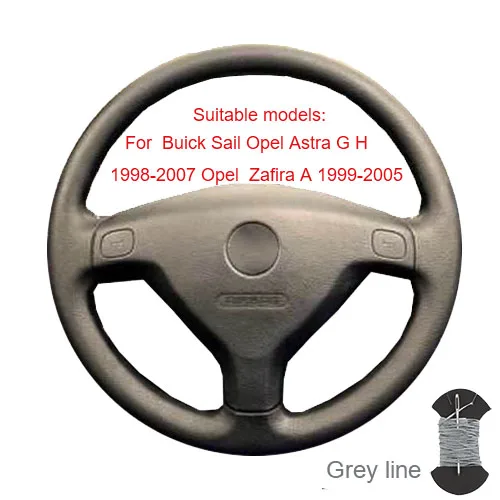 Крышка рулевого колеса для Buick Excelle XT GT Encore Opel Mokka Buick Sail Opel Astra G H 1998-2007 Op/сделанная на заказ оплетка рулевого колеса - Название цвета: Grey thread