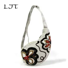 LJT Женская модная нагрудная сумка с вышитыми цветами магнолии Женская винтажная сумка-мессенджер в национальном стиле с регулируемыми мягкими лямками