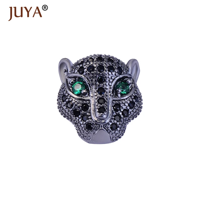 

Copper Micro Pave CZ zircon Panther Beads Animal Charms For Jewelry Making DIY natural stone beads bracelet Accessories berloque