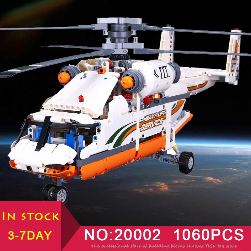 

LEPIN 20002 Technic Double rotor transport helicopter 1060pcs Compatible LegoINglys 42052 Model set Building Blocks Brick Toy
