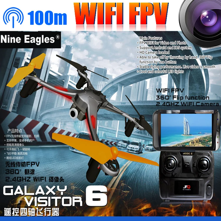 Девять Eagles посетителя 6 F15 2.4 г FPV-системы мобильный WI-FI 1.0mp HD Камера 360 флип 4 оси 4ch RC