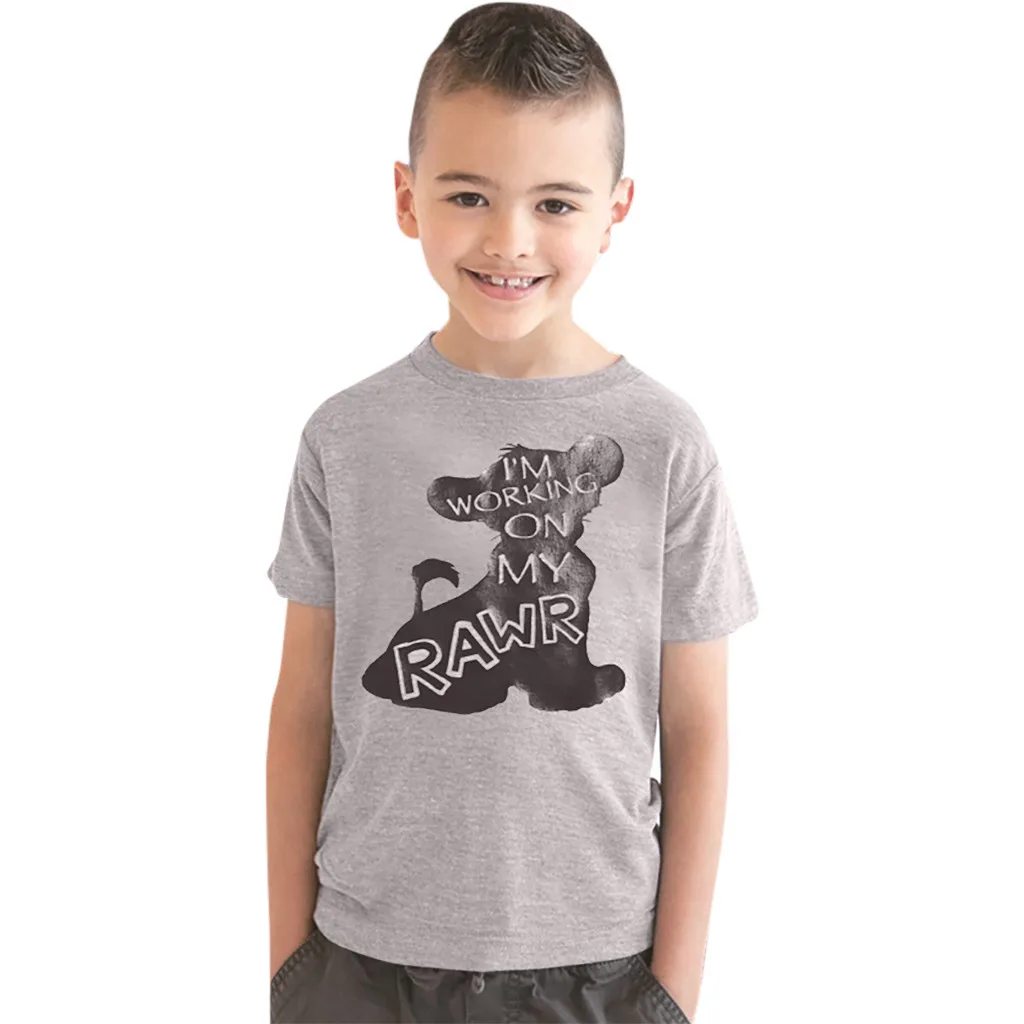 

MUQGEW Summer Kids Boys T Shirt Children Kids Boys Girl Baby Cartoon Animal Lion Short Sleeve O-neck Tee Tops Boy Cloth #EW