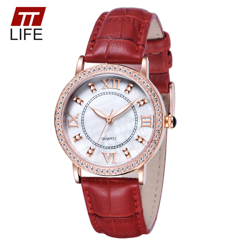 

Top Brand TTLIFE Ladies Luxury Quartz Watch Women Dress Rose Gold Genuine Leather Wrist Watch Diamonds Watches Women Popular