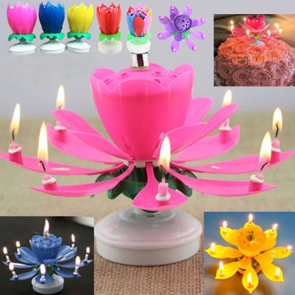 Buy Musical Candle Lotus Flower Happy Birthday Party