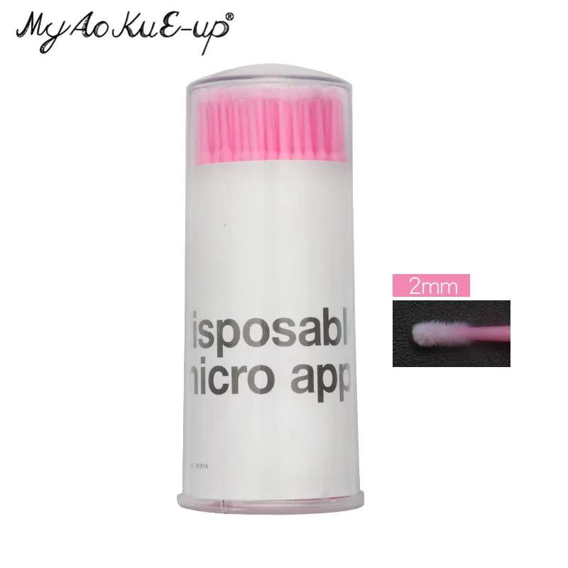 Pink medium size 100 шт./баррель Макияж Щетка для ресниц Microbrush мини кисти расширение одноразовые карандаше-аппликаторе Аппликаторы тушь для ресниц кисти - Handle Color: Pink medium size