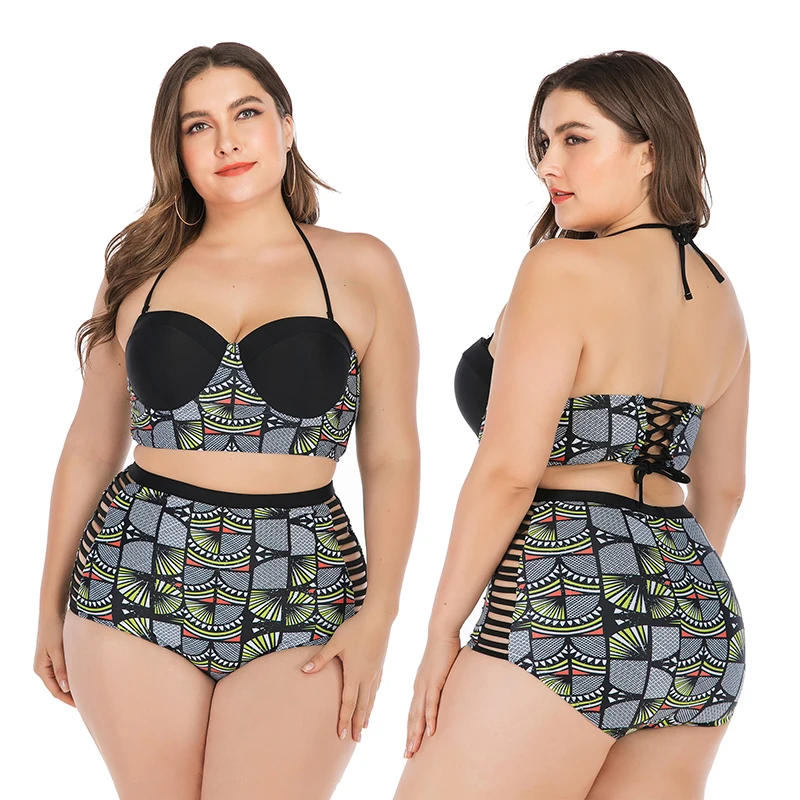 

Sexy Corss Bandage Swimsuit Push Up Women Bathing suit Big Breast High Waist Bikinis Swimwear Beach Biquini Plus Size L~4XL