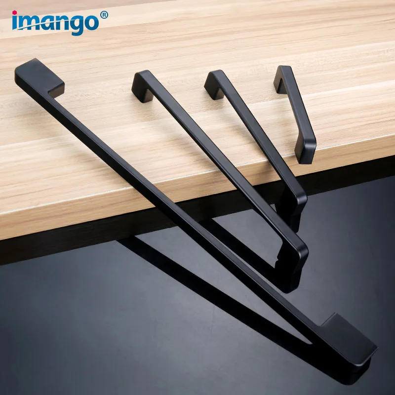 96-320 مللي متر مقبض كابينة و المقابض درج بسيط سحب الصدر خزانة مقابض باب الأثاث خزانة Garderobe الأجهزة الأسود