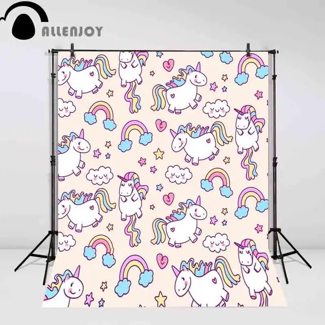 allenjoy unicorn backdrop background cute rainbow cloud baby
