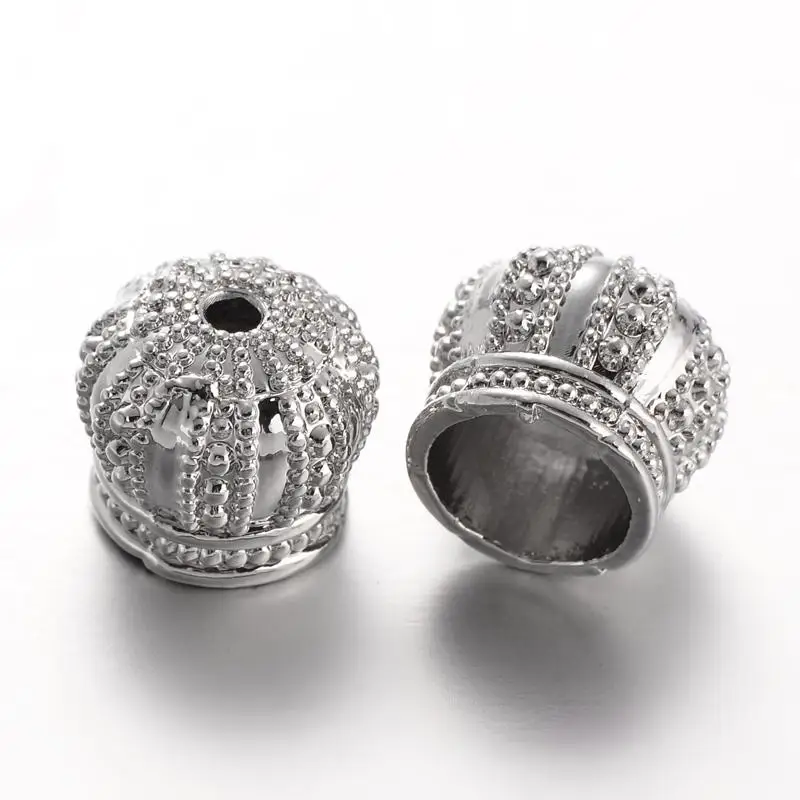 50pcs Platinum Color Crown Brass Cord End Caps for Jewelry Making DIY