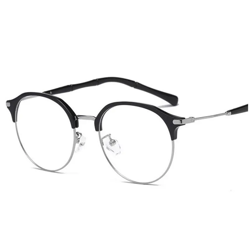 

HOTOCHKI Optical Round Half-rim Eye Glasses Frame Ultralight Women Anti-blue Eyewear New Fashion Retro Oculos De Grau feminino