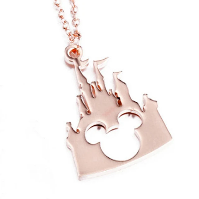 Rose Gold Color DICAYLUN колье с Микки Femme из нержавеющей стали с шармом из мультфильма ожерелье с подвеской в виде головы замок цепочка ювелирные изделия Модные женские подарки для детей - Окраска металла: Rose Gold Color