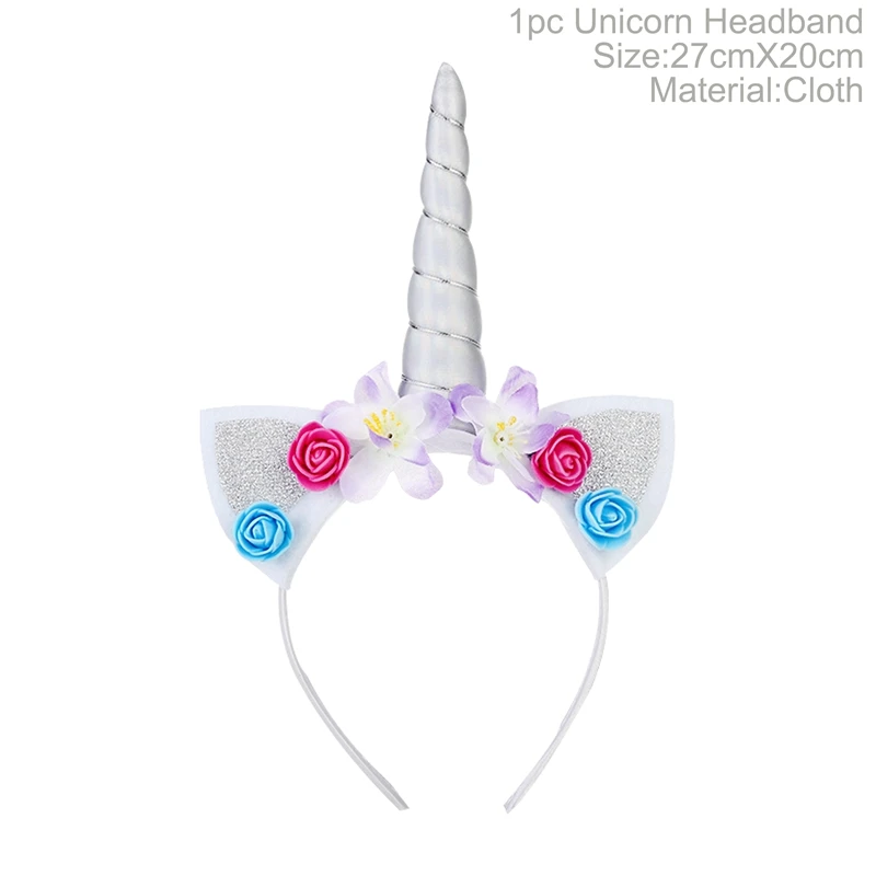 PATIMATE Unicorn Horn Cake Topper Kids Birthday Party Suppies Cake Decorating Tools Unicorn Party Cake Flags Decoration - Цвет: unicorn headband 5