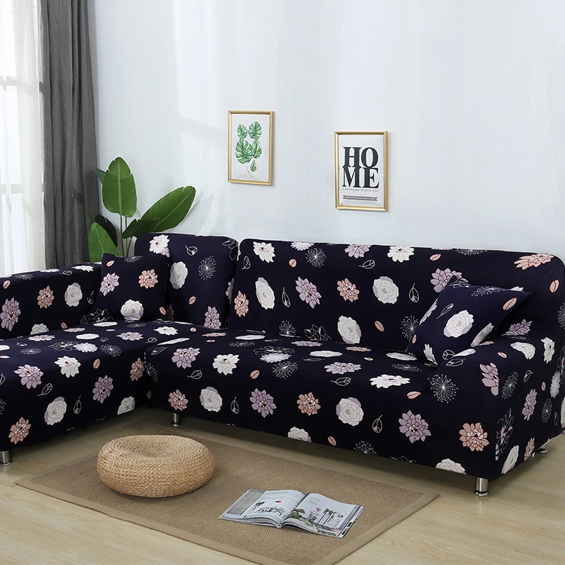 L-образные чехлы для диванов для гостиной, цветочный секционный чехол, универсальный эластичный угловой домашний декор, 2 шт. чехлы - Цвет: 9