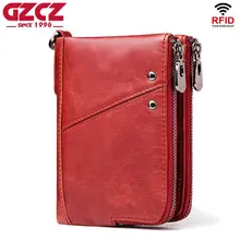 GZCZ 2019 модные женские туфли кошелек пояса из натуральной кожи на молнии Дизайн Короткие Кошелек RFID с ID держатель для карт карманы монет мини Walet