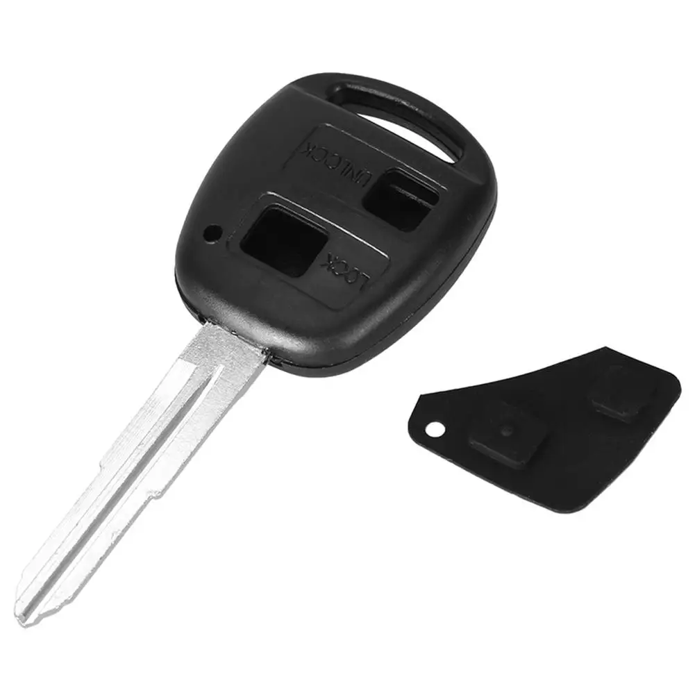 

2 Buttons Car Remote Key Fob Shell Case with Uncut Blade Rubber Pad for Toyota