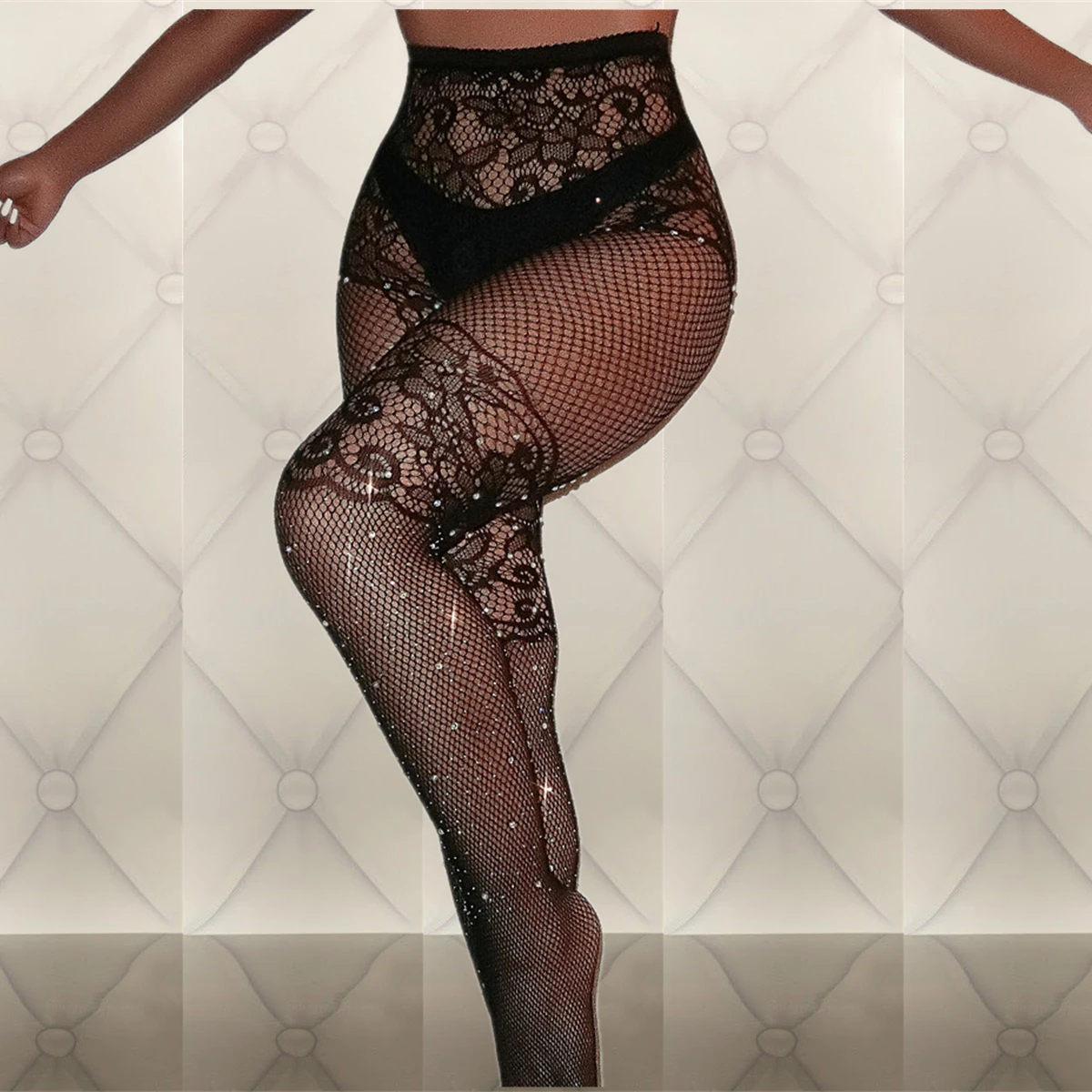 Женские ажурные колготки черные стразы Колготки collant femme пикантные размера плюс