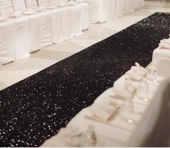 Черный блесток Свадебный прохода бегун 4x30FT-Carpert проходы бегун открытый Блестящий проходу бегун для вечерние Декор Блеск прохода бегун