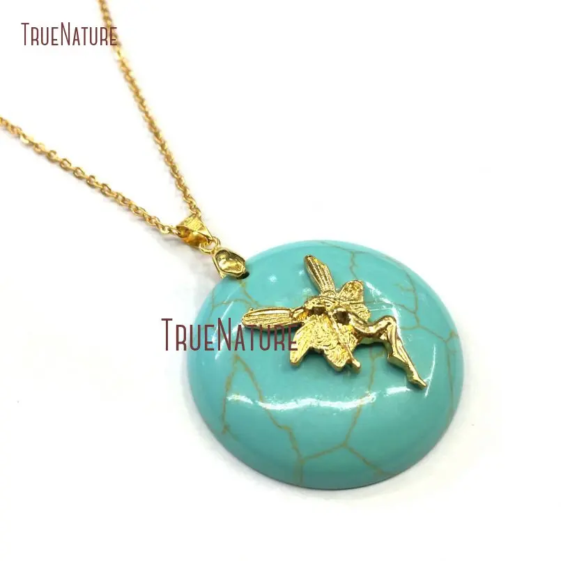 20180131-NM10421- Synthetic Turquoise Necklace Gold Plated  Round Shape Necklace_2