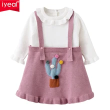 IYEAL Baby Girl Spring Clothes White Sweater Toddler Little Girls Sweater Knit Ruffles With Knitted Fall Dress for Girl 1-4Years toddler baby girl dress autumn flowers dresses for girls children knit vest girl long sleeve fall dress kids knitted sweater 2pc