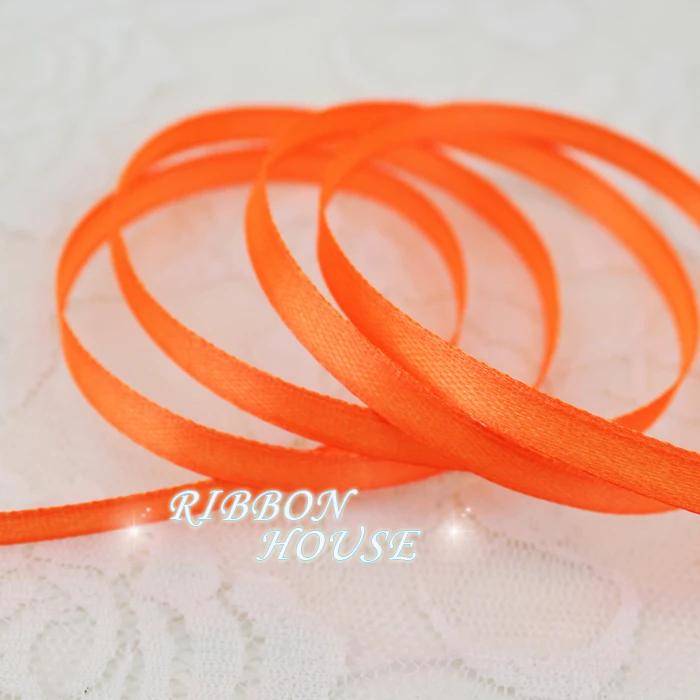

(25 yards/roll ) 1/4" (6mm) Bright Orange Single Face Satin Ribbon Webbing Decoration Gift Christmas Ribbons Wholesale